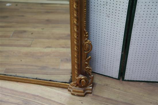 A Victorian gold painted gilt gesso overmantel mirror, W.5ft